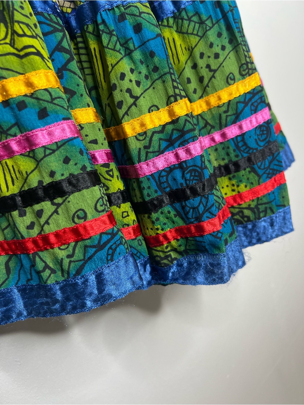 Boho Beaded Waist Tie Long Maxi Skirt Rayon Cottagecore Prairie Festival Size M - Picture 8 of 11